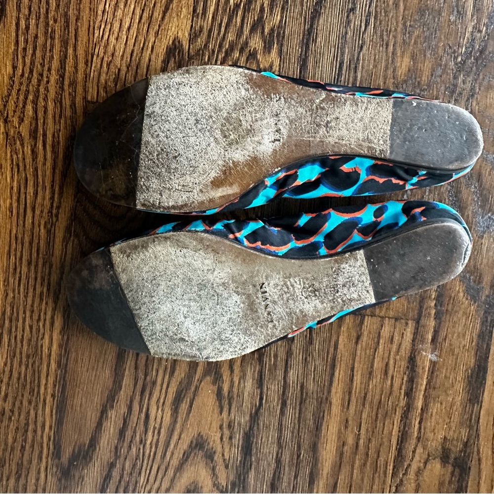 Lanvin silk ballet flats in a blue and orange leopard print EU38.5 US 7.5 - Picture 11 of 14